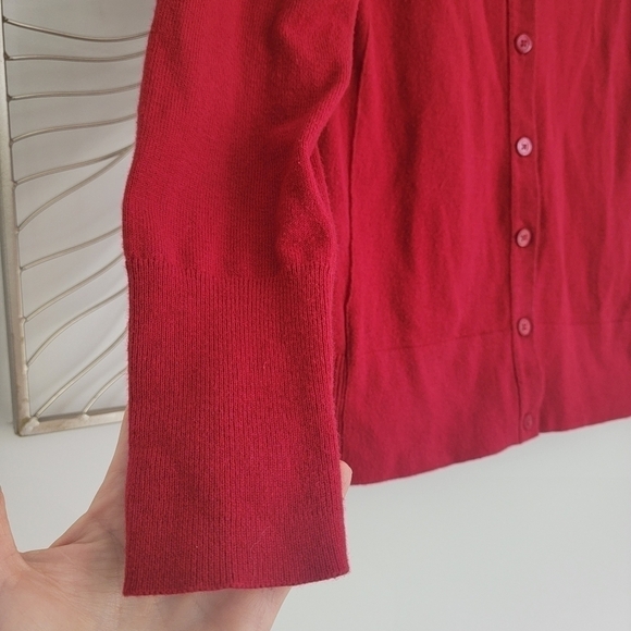 Eddie Bauer Button Up Crewneck Christine Red Cardigan Sweater Size Small - Picture 5 of 11